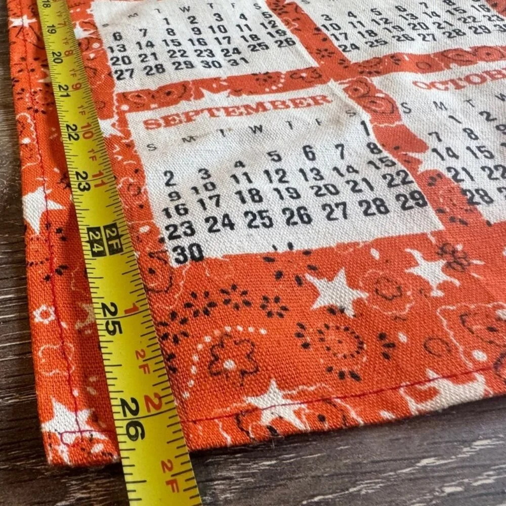 Vintage 1979 Orange Rooster Fabric Calendar 16